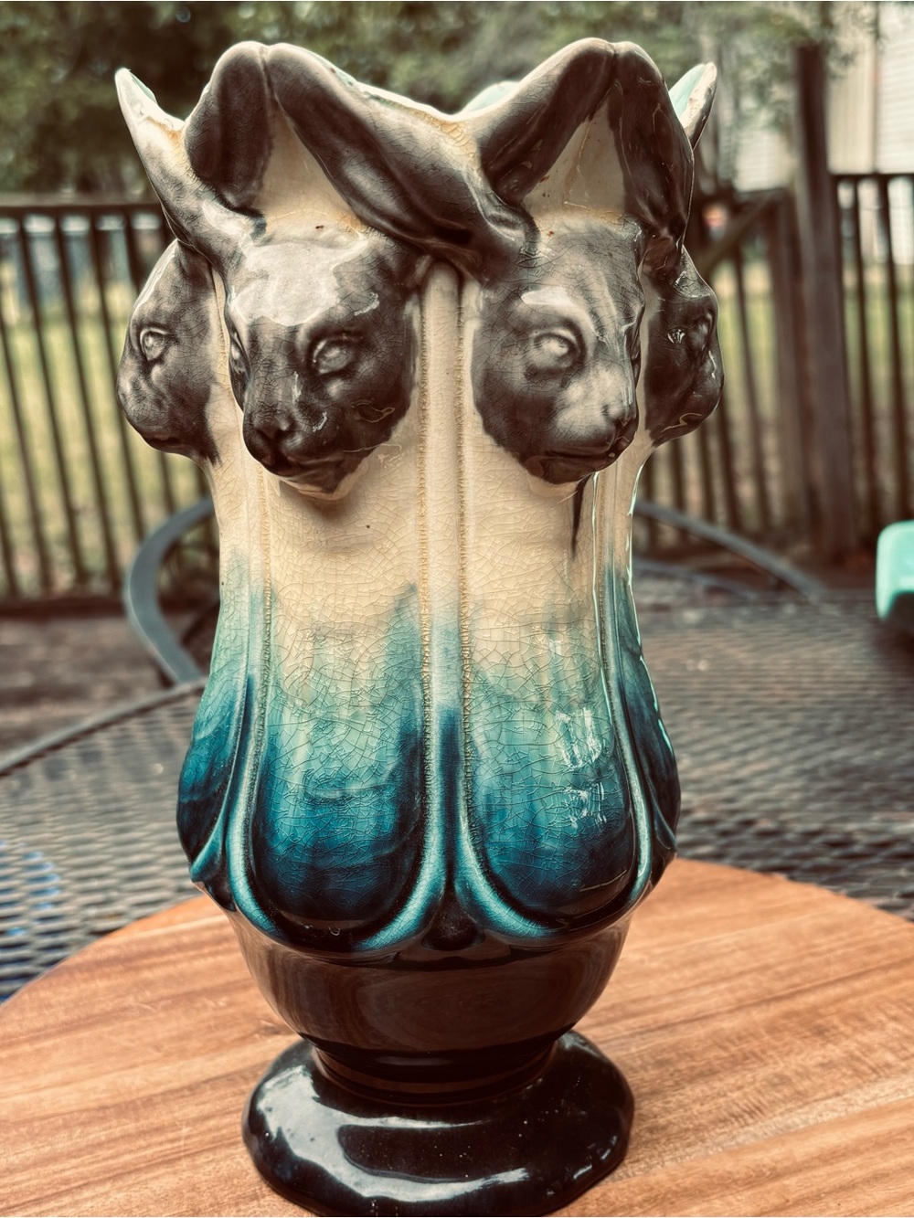 Antique Rorstrand Sweden majolica hare head vase